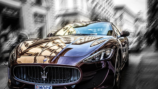 maroon Maserati car, car, Maserati, MC Stradale, Maserati GranTurismo, coupe, italian cars, HD wallpaper HD wallpaper