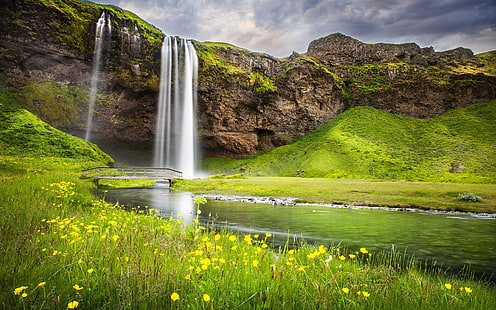 Водопад, река, лето, пейзаж природа, водопад, река, лето, природа, пейзаж, HD обои HD wallpaper