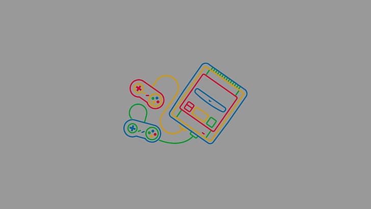 серый, Nintendo, Famicom, Super Famicom, SNES, ретро-консоль, искусство видеоигры, винтаж, минимализм, ретро-игры, HD обои