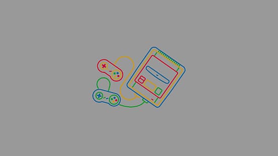 เทา Nintendo Famicom Super Famicom SNES คอนโซลย้อนยุค วิดีโอเกมศิลปะ เหล้าองุ่น ความเรียบง่าย เกมย้อนยุค, วอลล์เปเปอร์ HD HD wallpaper