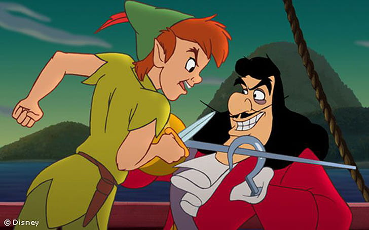 Peter Pan slåss med Captain Hook Cartoon Walpaper Hd 1920 × 1200, HD tapet