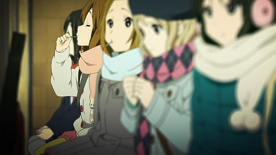 K-ON !, Hirasawa Yui, Akiyama Mio, Nakano Azusa, Kotobuki Tsumugi, Tainaka Ritsu, animeflickor, HD tapet HD wallpaper