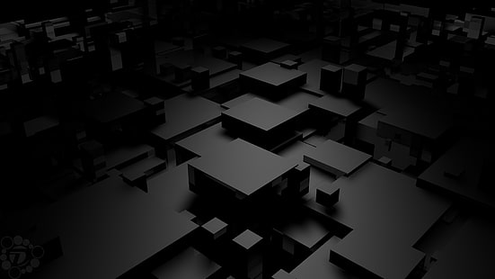 graue und schwarze digitale Kunst des Kubismus 3D, weiße Illustration des Blocks 3D, Monochrom, Zusammenfassung, digitale Kunst, HD-Hintergrundbild HD wallpaper