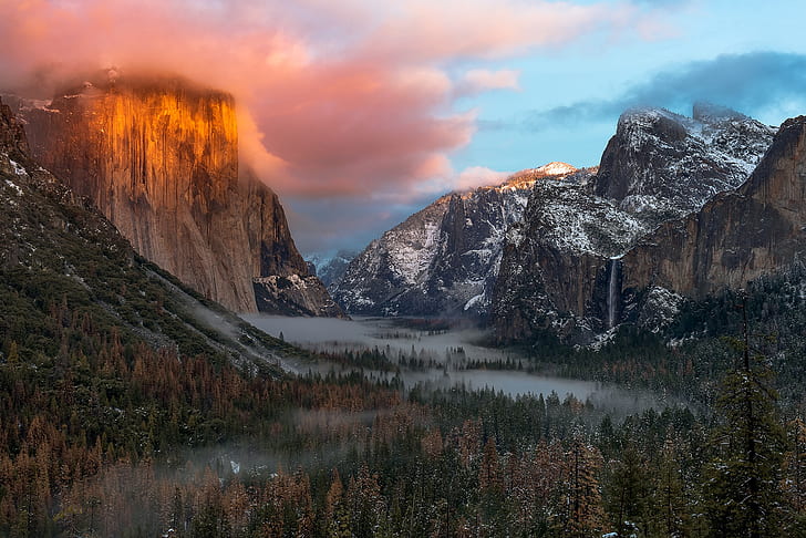 pemandangan, pegunungan, hutan, Taman Nasional Yosemite, Wallpaper HD