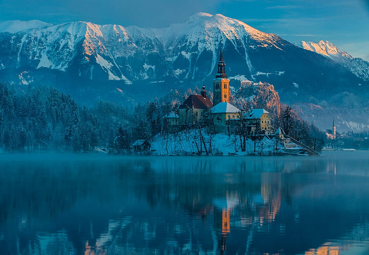 Jezioro Bled w Słowenii, Jezioro, Bled, Słowenia, 2015, Tapety HD