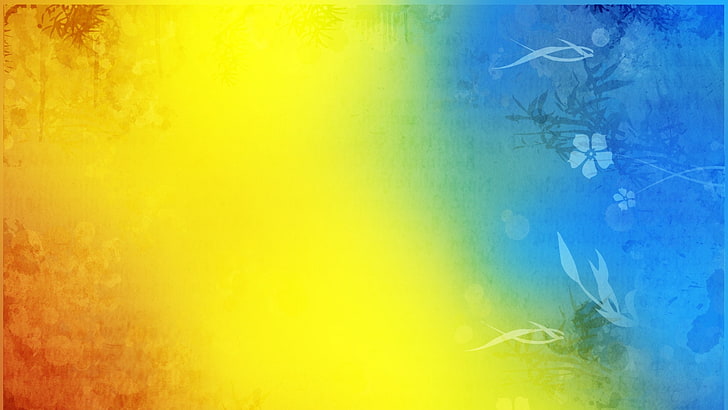 abstrak, seni digital, berwarna-warni, biru, oranye, kuning, Wallpaper HD
