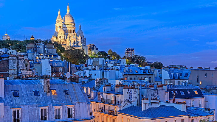 Базилика Сакре-Кер, Париж, Франция, Архитектура, HD обои