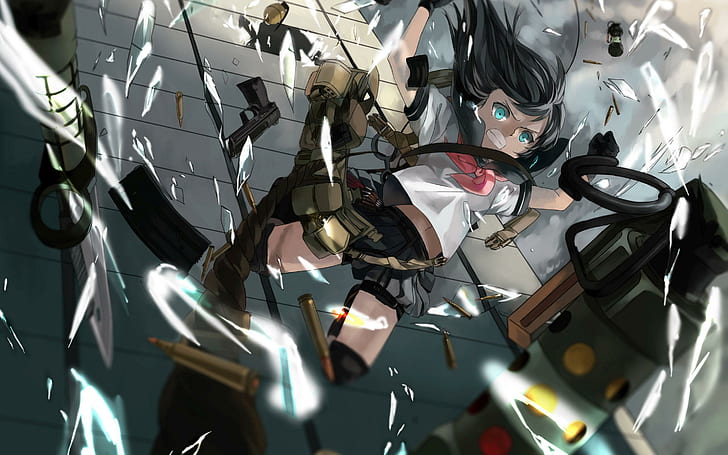 Girl falling from building, black haired anime character, anime, 2880x1800,  HD wallpaper | Wallpaperbetter