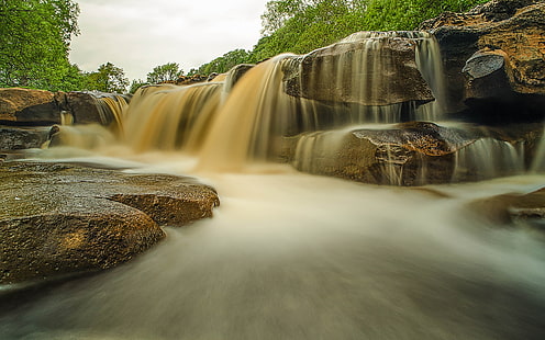 Река Замедленная съемка Скалы Камни Водопад HD, природа, скалы, камни, река, замедленная съемка, водопад, HD обои HD wallpaper