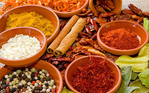 assorted-spice lot, spices, sprinkles, vegetables, dishes, HD wallpaper HD wallpaper
