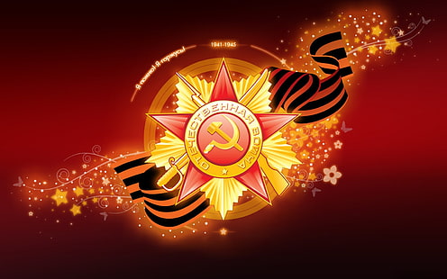 red star logo, star, vector, May 9, victory day, St. George ribbon, HD wallpaper HD wallpaper