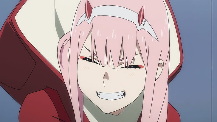 Anime, Liebling im FranXX, Pinkes Haar, Lächeln, Zero Two (Liebling im FranXX), HD-Hintergrundbild