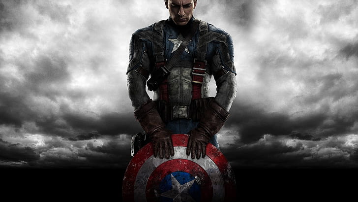 Captain America: The First Avenger, chris evans, shield, clouds, Movies, HD wallpaper