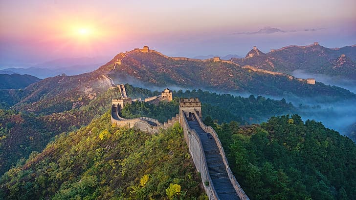nature, landscape, Great Wall of China, China, wall, bricks, tower, HD wallpaper