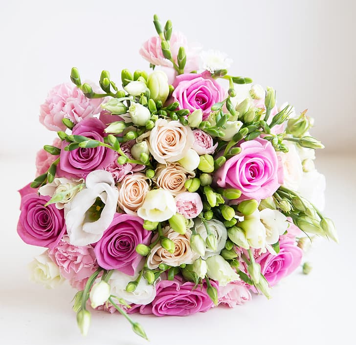 Ramo, blanco, rosa, flores, rosas, boda, ramo de boda, Fondo de pantalla HD  | Wallpaperbetter