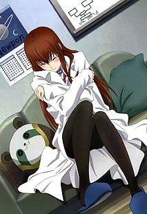 أنثى شخصية أنيمي ، Steins ؛ بوابة ، Makise Kurisu، خلفية HD HD wallpaper