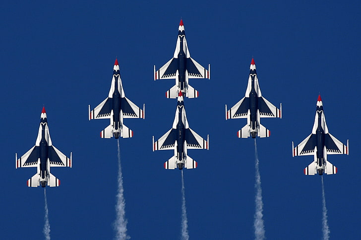 fighter, general, fighting, falcon, f-16, dynamics, thunderbirds, HD wallpaper