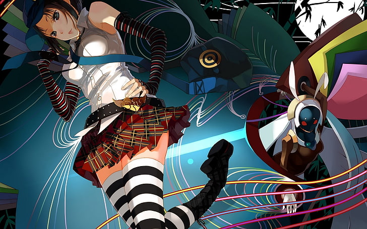 animierte Frau in weißer und roter Schuluniform, Anime, Overknee, Persona 3, Persona 4, Marie (Persona 4), Persona-Serie, HD-Hintergrundbild