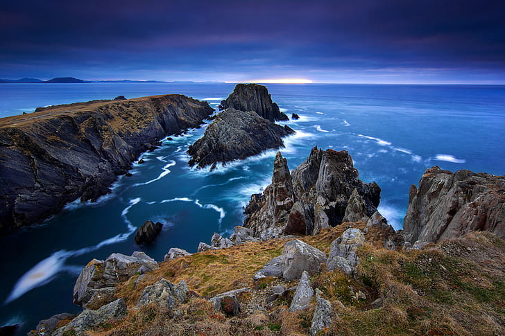 morze, niebo, ocean, hrabstwo, Donegal, Irlandia Północna, Tapety HD
