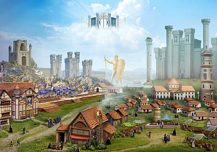  Heroes of Might and Magic, Heroes of Might and Magic 3, artwork, video games, castle, HD wallpaper HD wallpaper