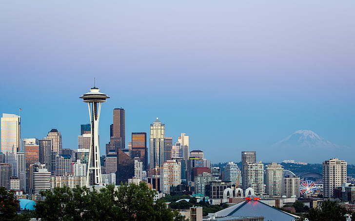Skyline, Washington, 4K, Seattle, Cityscape, HD wallpaper