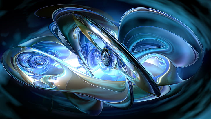 cincin, biru, seni fraktal, cincin, cairan, fraktal, plasma, spiral, 3d, grafis, seni digital, lingkaran, seni abstrak, karya seni cg, 8k uhd, Wallpaper HD