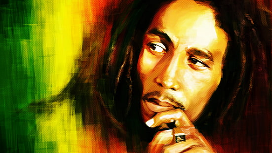 Ilustrasi Bob Marley, Bob Marley, karya seni, pria, penyanyi, selebriti, musik, Wallpaper HD HD wallpaper