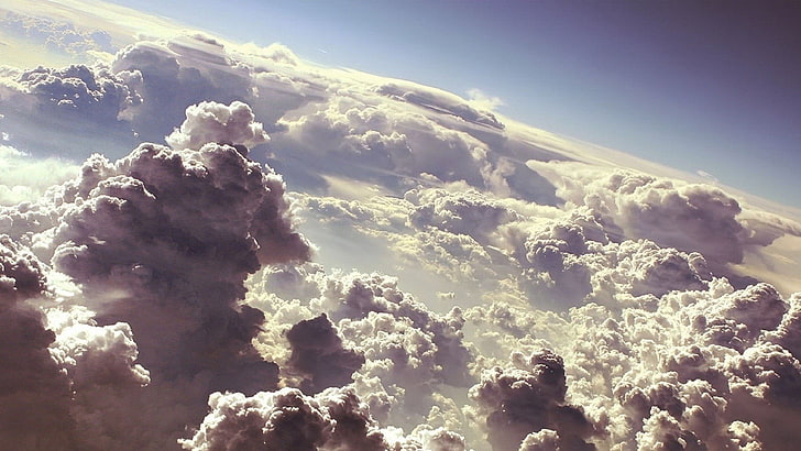 chmury i błękitne niebo, niebo, chmury, atmosfera, przyroda, Tapety HD