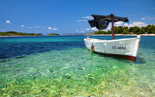 Обои Фоны Пляж Лодка Clairo Хорватия Филипп Море Природа Скачать обои 2560 × 1600, HD обои HD wallpaper