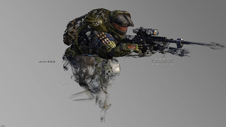 HALO Spartan soldier, Halo, video games, sniper rifle, Halo Reach, Spartans, artwork, digital art, HD wallpaper