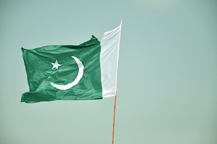 verde e branco floral têxtil, bandeira, Paquistão, fotografia, HD papel de parede