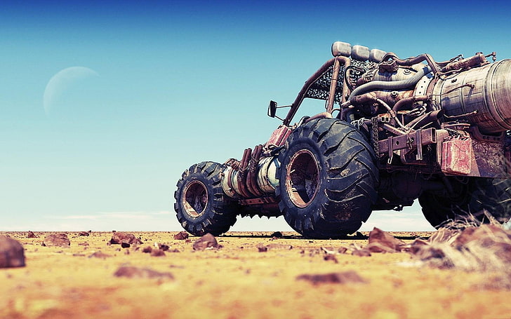 carrinho de duna na sobremesa, Mad Max, Fury, Mad Max: estrada da fúria, filmes, carro, HD papel de parede