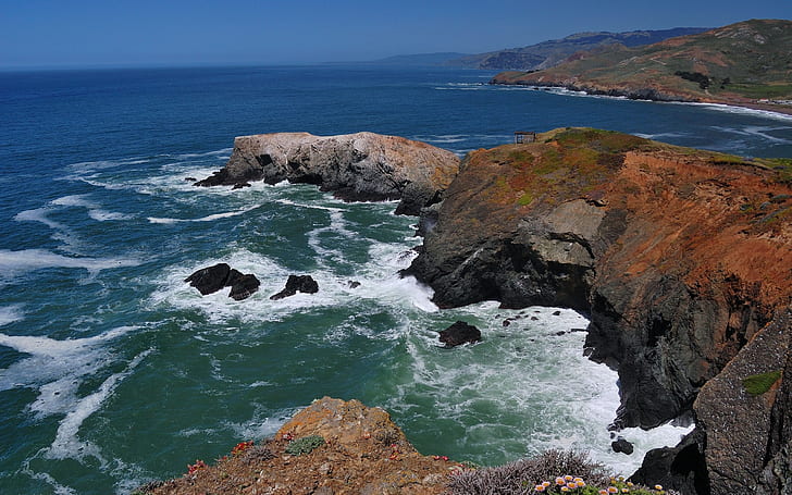Surf At Point Bonita, Golden Gate National Recreation Area, Marin, California, HD wallpaper
