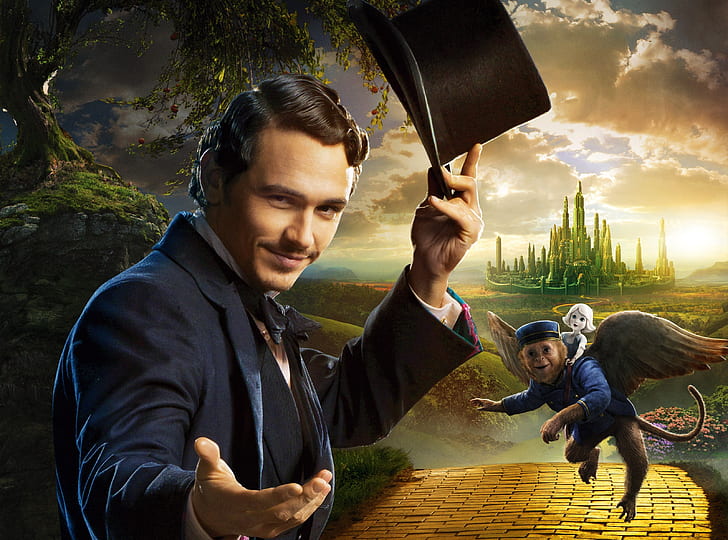 James Franco as Oscar Diggs - Oz the Great..., Movies, Oz the Great and Powerful, Fantasy, Monkey, Movie, Adventure, Film, james franco, 2013, Finley, oscar diggs, HD wallpaper