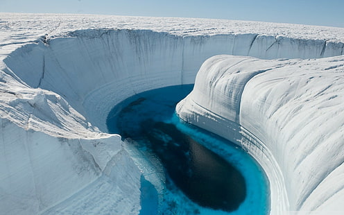 풍경, 빙하, 협곡, 그린란드, 눈, HD 배경 화면 HD wallpaper