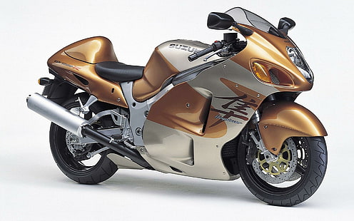 Suzuki GSX1300R Oro, beige y gris suzuki hayabusa, suzuki, oro, gsx1300r, bicicletas y motocicletas, Fondo de pantalla HD HD wallpaper