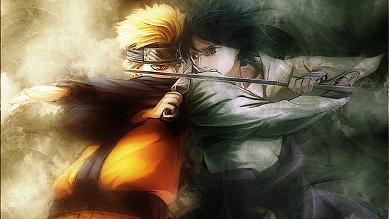 Naruto and Sasuke wallpaper, Naruto Shippuuden, Uzumaki Naruto, Uchiha Sasuke, anime, anime boys, วอลล์เปเปอร์ HD HD wallpaper