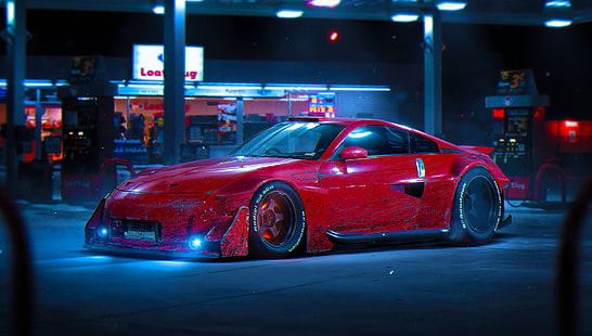 red coupe, Nissan, Red, Color, 350Z, Tuning, Future, by Khyzyl Saleem, HD wallpaper HD wallpaper