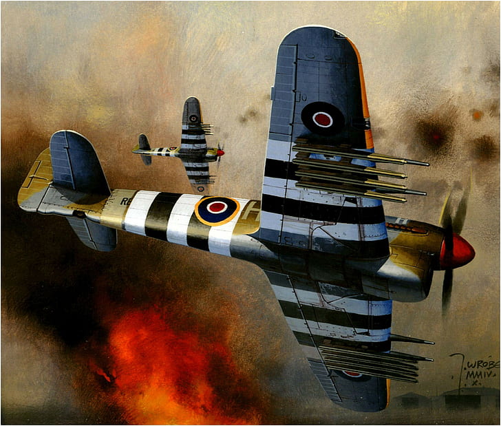 aircraft, airplane, D Day, Hawker Typhoon, military, Military Aircraft, World War II, HD wallpaper