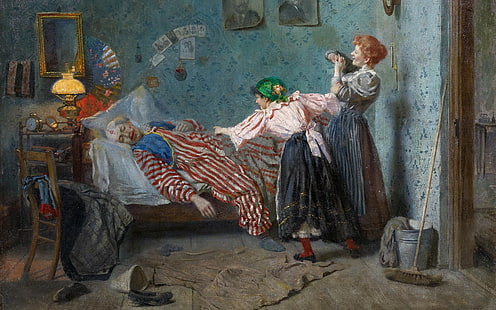  German painter, oil on canvas, Ash Wednesday, Ernst Hanfstängl, Ernst Hanfstaengl, HD wallpaper HD wallpaper