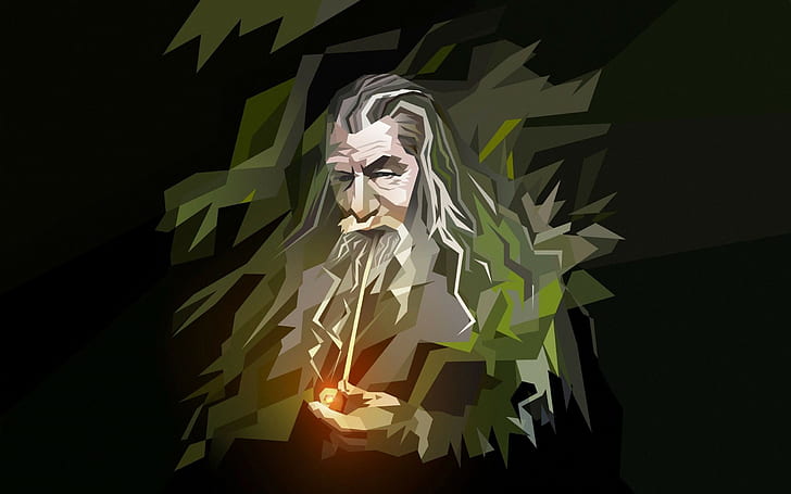 vector, 2560x1600, the lord of the rings, LOTR, gandalf, polygon, lord of the rings gandalf, white gandalf, HD wallpaper