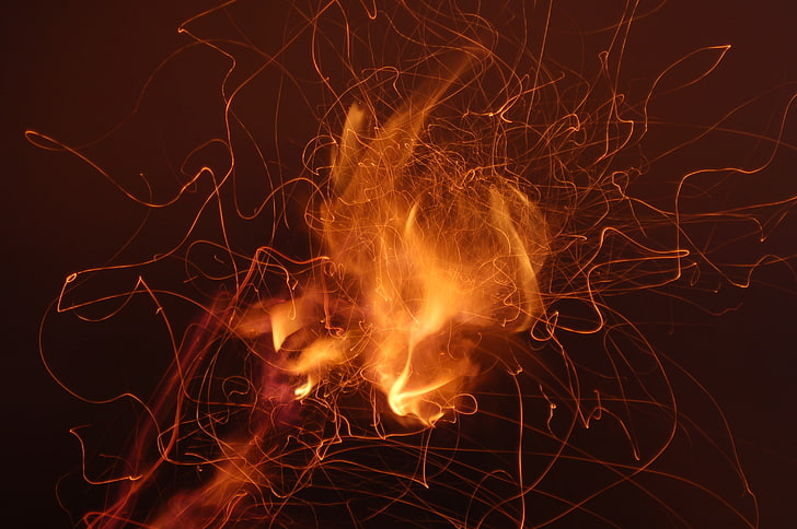 fire, abstract, dark, HD wallpaper