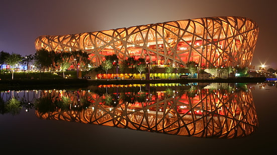 Stadion Sarang Burung Beijing Cina HD, burung, dunia, s, perjalanan, perjalanan dan dunia, stadion, porselen, 039, sarang, beijing, Wallpaper HD HD wallpaper