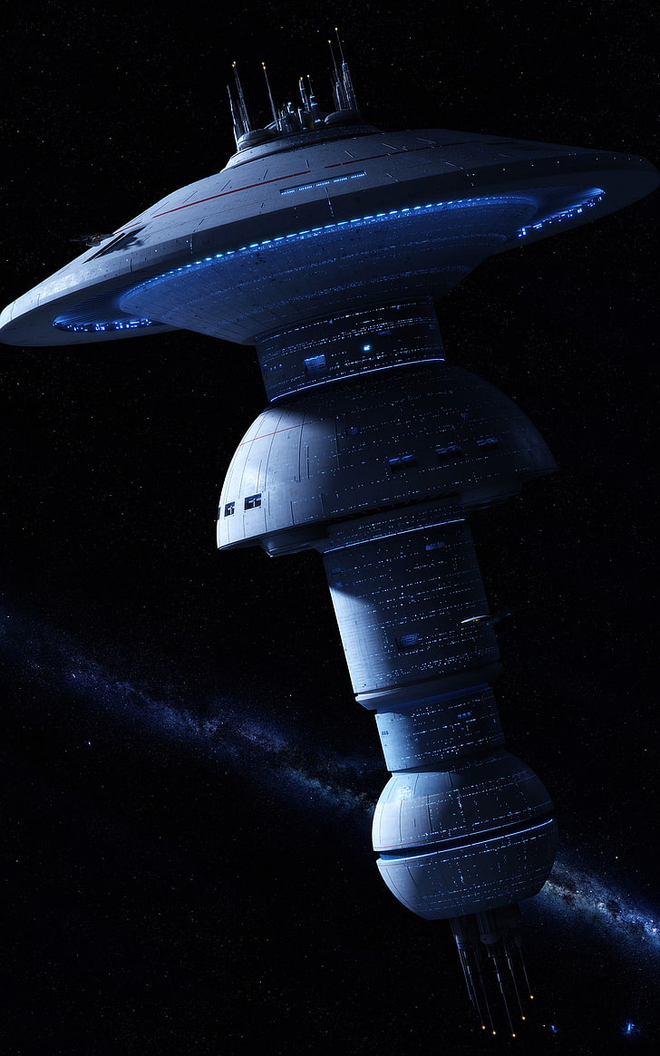 stazione spaziale grigia, Star Trek, stazione spaziale, spazio, visualizzazione verticale, Sfondo HD, sfondo telefono