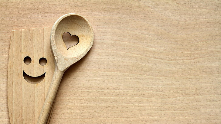 spoon, heart, wooden, kitchen utensils, smiley, cooking, funny, kitchen, kitchen spoon, wood, HD wallpaper
