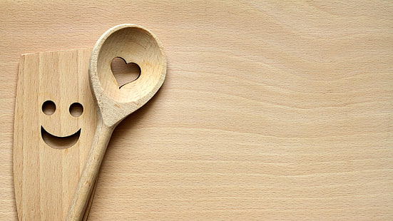 spoon, heart, wooden, kitchen utensils, smiley, cooking, funny, kitchen, kitchen spoon, wood, HD wallpaper HD wallpaper