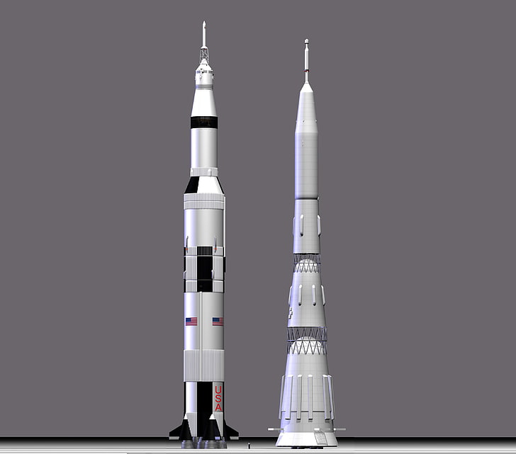 dos juguetes de plástico gris y negro, gris, fondo, la luna, personas, Saturno, luna, URSS, cohete, Rusia, el proyecto, EE. UU., diseño, gris, comparación, Unión Soviética, portacohetes, medios, Fondo de pantalla HD