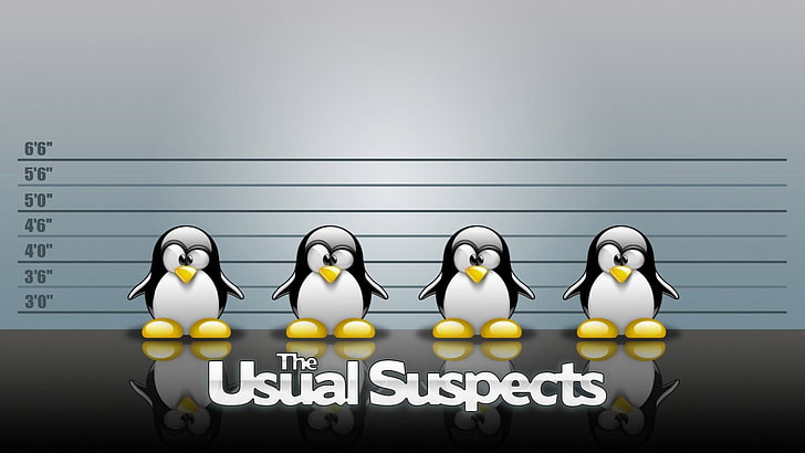 通常の容疑者のポスター、Linux、Tux、 HDデスクトップの壁紙