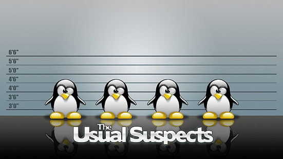 โปสเตอร์ Usual Suspects, Linux, Tux, วอลล์เปเปอร์ HD HD wallpaper
