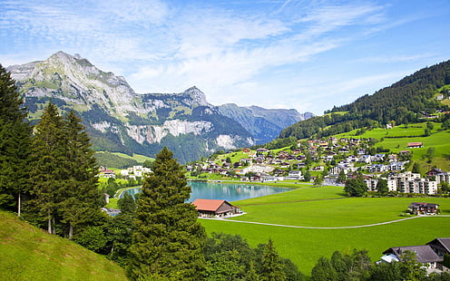 Engelberg é um município do cantão de Obwalden, no centro da Suíça, localizado a 25 km ao sul do lago Lucerna e a 20 km ao sul da vila, HD papel de parede HD wallpaper